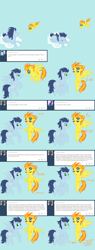 Size: 1278x3350 | Tagged: safe, artist:okiedokielokie, character:soarin', character:spitfire, ship:spitdash, ask-mlpspitfire, bisexuality, blushing, comic, goggles, shipping, tumblr