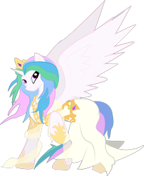 Size: 3030x3698 | Tagged: safe, artist:halotheme, character:princess celestia, species:alicorn, species:pony, clothing, dissidia, female, final fantasy, high res, mare, parody, solo, the cosmos