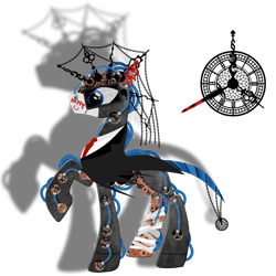 Size: 1000x1000 | Tagged: safe, artist:oliminor, oc, oc only, chains, clock, gears, mask, raised hoof, solo, wires