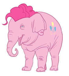 Size: 800x880 | Tagged: safe, artist:blubhead, character:pinkie pie, elephant, pink elephants, pinkiephant, species swap, wat