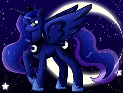 Size: 1100x835 | Tagged: safe, artist:emeraldpony, character:princess luna, species:alicorn, species:pony, g4, female, mare, moon, solo, stars