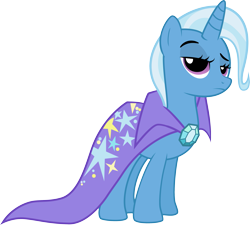 Size: 2655x2386 | Tagged: safe, artist:ready2fail, character:trixie, species:pony, species:unicorn, episode:boast busters, g4, my little pony: friendship is magic, cape, clothing, female, frown, high res, lidded eyes, looking at you, mare, raised eyebrow, simple background, solo, transparent background, trixie's cape, unamused, vector