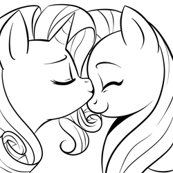 Size: 945x945 | Tagged: source needed, safe, artist:explosivegent, artist:megasweet, character:fluttershy, character:rarity, ship:rarishy, female, kissing, lesbian, shipping