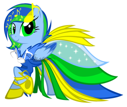 Size: 1924x1618 | Tagged: safe, artist:auveiss, oc, oc only, oc:paint beat, species:pegasus, species:pony, clothing, dress, female, gala dress, mare, music notes, simple background, solo, transparent background, vector