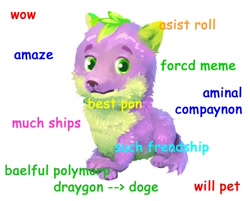 Size: 960x770 | Tagged: safe, artist:vapgames, character:spike, species:dog, comic sans, doge, dungeons and dragons, male, meme, solo, spike the dog, text