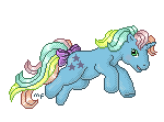 Size: 150x111 | Tagged: safe, artist:moogleymog, character:starflower, g1, female, leaping, pixel art, solo, tail bow