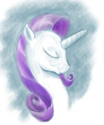Size: 904x1080 | Tagged: safe, artist:steamroller988, character:rarity, species:pony, species:unicorn, g4, bust, eyes closed, female, mare, portrait, solo