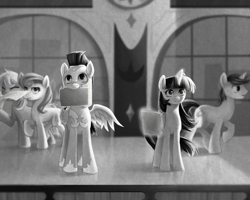 Size: 1000x800 | Tagged: safe, artist:chryseum, character:flash sentry, character:twilight sparkle, character:twilight sparkle (alicorn), species:alicorn, species:pony, ship:flashlight, cute, disney, female, folder, grayscale, hilarious in hindsight, magic, male, mare, monochrome, mouth hold, notebook, paperman, parody, shipping, smiling, straight, telekinesis, train station, waiting
