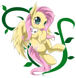 Size: 5477x5589 | Tagged: safe, artist:zaiyaki, character:angel bunny, character:fluttershy, species:pegasus, species:pony, absurd resolution