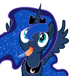 Size: 1593x1725 | Tagged: safe, artist:umbra-neko, character:princess luna, species:pony, cute, female, fourth wall, licking, licking ponies, lunabetes, screen, silly, silly pony, simple background, solo, tongue out, transparent background, vector
