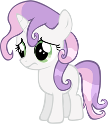 Size: 618x709 | Tagged: safe, artist:rhubarb-leaf, character:sweetie belle, species:pony, species:unicorn, episode:ponyville confidential, g4, my little pony: friendship is magic, female, filly, sad, simple background, solo, transparent background, vector, wet mane