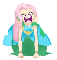 Size: 877x911 | Tagged: safe, artist:danteskitten, character:fluttershy, clothing, dress, flutterrage, humanized, love me, you're going to love me