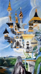 Size: 1856x3396 | Tagged: safe, artist:tridgeon, canterlot, castle, oil painting, painting, scenery, traditional art