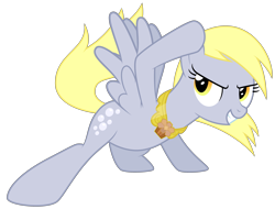 Size: 3950x3000 | Tagged: safe, artist:ready2fail, character:derpy hooves, species:pegasus, species:pony, episode:princess twilight sparkle, g4, my little pony: friendship is magic, .ai available, .svg available, action pose, element of muffins, elements of harmony, female, high res, mare, muffin, necklace, simple background, sliding, solo, transparent background, vector