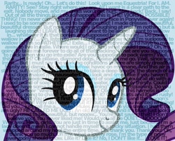 Size: 1280x1030 | Tagged: safe, artist:rinsowaty, character:rarity, species:pony, species:unicorn, female, mare, simple background, smiling, solo, text, white background