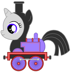 Size: 397x405 | Tagged: safe, artist:kryptid, parent:twilight sparkle, abomination, female, hybrid, interspecies offspring, offspring, parent:thomas the tank engine, solo, train, train ponies, wat, what has science done