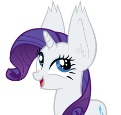 Size: 1136x1080 | Tagged: safe, artist:synthrid, character:rarity, ears, female, happy, impossibly large ears, simple background, solo, vector, white background