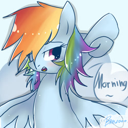 Size: 1024x1024 | Tagged: safe, artist:bae-mon, character:rainbow dash, female, morning, morning ponies, solo