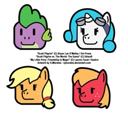Size: 719x645 | Tagged: safe, artist:vjmorales, character:applejack, character:big mcintosh, character:rarity, character:spike, species:earth pony, species:pony, male, scott pilgrim vs the world, stallion