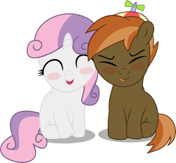 Size: 4529x4199 | Tagged: safe, artist:bigdream64, character:button mash, character:sweetie belle, absurd resolution, blushing, female, male, shipping, straight, sweetiemash