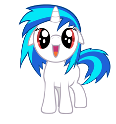 Size: 5000x5332 | Tagged: safe, artist:ninjamissendk, character:dj pon-3, character:vinyl scratch, species:pony, species:unicorn, absurd resolution, cute, female, filly, floppy ears, foal, hooves, horn, open mouth, simple background, solo, transparent background, vector, vinylbetes