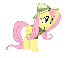 Size: 2000x1616 | Tagged: safe, artist:ninjamissendk, character:daring do, character:fluttershy, accessory swap, clothing, costume, female, simple background, solo, transparent background, vector