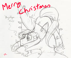 Size: 1280x1052 | Tagged: safe, artist:ordinarydraw, artist:when-we-say-goodbye, character:fluttershy, ask buttahscotch, bottomless, butterscotch, christmas lights, clothing, partial nudity, rule 63, sketch, solo, sweater, sweatershy, tumblr