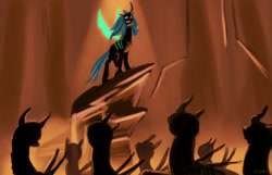 Size: 1024x658 | Tagged: safe, artist:atomicwarpin, character:queen chrysalis, species:changeling, be prepared, changeling queen, crossover, female, parody, scene parody, the lion king