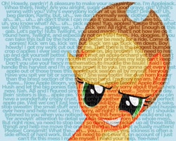 Size: 1280x1030 | Tagged: safe, artist:rinsowaty, character:applejack, female, quote, solo
