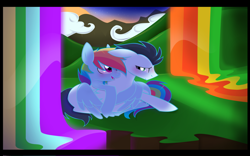 Size: 1600x1000 | Tagged: safe, artist:sparkle-bubba, character:rainbow dash, character:soarin', ship:soarindash, episode:rainbow falls, g4, my little pony: friendship is magic, blushing, female, male, shipping, straight