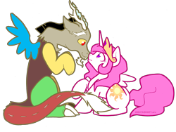 Size: 3216x2416 | Tagged: safe, artist:slightinsanity, character:discord, character:princess celestia, species:alicorn, species:draconequus, species:pony, ship:dislestia, boop, female, high res, looking at each other, male, noseboop, pink-mane celestia, shipping, simple background, straight, transparent background