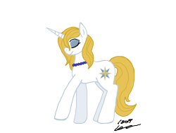 Size: 640x480 | Tagged: safe, artist:stagetechyart, character:prince blueblood, species:pony, species:unicorn, eyes closed, eyeshadow, female, makeup, necklace, princess bluebelle, rule 63, solo