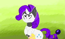 Size: 854x512 | Tagged: safe, artist:seika, character:rarity, species:cow, cow pony, crossover, cute, female, green background, miltank, pokefied, pokémon, raribetes, raricow, simple background, solo, species swap, udder