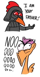 Size: 391x760 | Tagged: safe, artist:blubhead, character:scootaloo, big no, crossover, darth vader, scootachicken, star wars