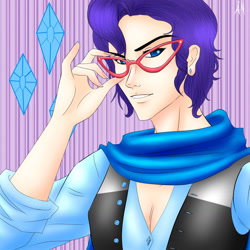 Size: 1280x1280 | Tagged: safe, artist:animecreator, character:rarity, species:human, ask a bishonen pony, bishonen, elusive, glasses, humanized, male, rarity's glasses, rule 63, solo