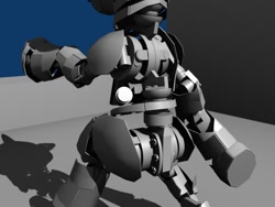 Size: 800x600 | Tagged: safe, artist:rinsowaty, 3d, barely pony related, bipedal, creepy, robot, solo, wip