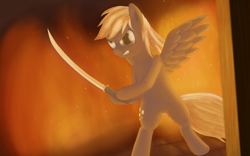 Size: 1920x1200 | Tagged: safe, artist:lurarin, character:derpy hooves, species:pegasus, species:pony, female, mare, sword