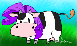 Size: 854x512 | Tagged: safe, artist:seika, character:rarity, species:cow, female, harvest moon, raricow, solo, species swap, udder