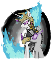 Size: 800x910 | Tagged: safe, artist:xscaralienx, character:nightmare star, character:princess celestia, character:twilight sparkle, species:alicorn, species:pony, species:unicorn, g4, corrupted, corrupted twilight sparkle, evil, female, mare, simple background, sitting, sombra eyes, transparent background