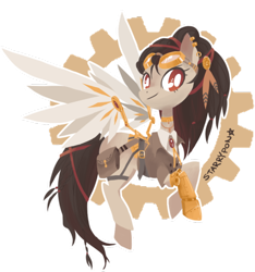 Size: 600x642 | Tagged: safe, artist:starrypon, oc, oc only, amputee, artificial wings, augmented, mechanical wing, prosthetic limb, prosthetic wing, prosthetics, solo, steampunk, wings