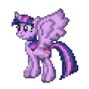 Size: 300x300 | Tagged: safe, artist:thelunarmage, character:twilight sparkle, character:twilight sparkle (alicorn), species:alicorn, species:pony, animated, animation test, female, flapping, mare, pixel art, simple background, smiling, solo, spread wings, transparent background, wings