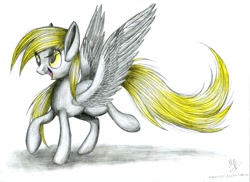 Size: 1024x744 | Tagged: safe, artist:kobra333, character:derpy hooves, species:pegasus, species:pony, female, mare, solo, traditional art
