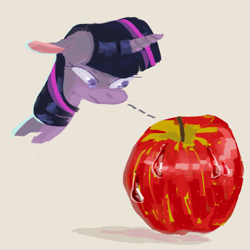 Size: 900x900 | Tagged: safe, artist:sugaryboogary, character:twilight sparkle, apple, female, solo