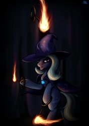 Size: 752x1063 | Tagged: safe, artist:brainedbysaucepans, character:trixie, species:pony, species:unicorn, female, fire, juggling, mare, solo
