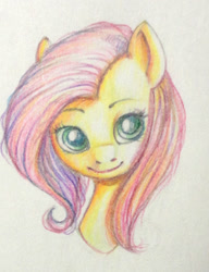Size: 1000x1300 | Tagged: safe, artist:dzmaylon, character:fluttershy, female, head, simple background, smiling, solo, traditional art, white background