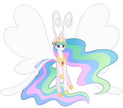 Size: 1875x1650 | Tagged: safe, artist:uncertainstardust, character:princess celestia, species:breezies, species:pony, breeziefied, cute, female, looking at you, mare, raised hoof, simple background, smiling, solo, transparent background