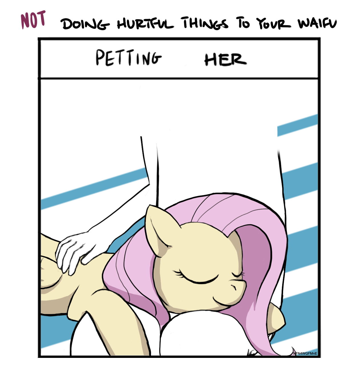 Size: 1258x1300 | Tagged: safe, artist:steve, character:fluttershy, species:human, species:pegasus, species:pony, g4, animated, breathing, cuddling, cute, doing loving things, ear twitch, eyes closed, female, floppy ears, head on lap, human on pony petting, mare, meme, petting, petting her, prone, shyabetes, sleeping, smiling, snuggling, waifu