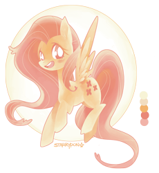 Size: 900x978 | Tagged: safe, artist:starrypon, character:fluttershy, color palette, female, limited palette, looking at you, simple background, solo, spread wings, wings