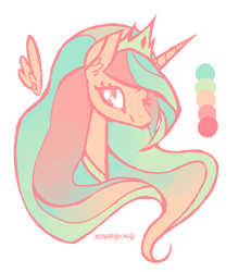 Size: 900x976 | Tagged: safe, artist:starrypon, character:princess celestia, species:pony, color palette, female, head, limited palette, looking at you, mare, simple background, smiling, solo, transparent background