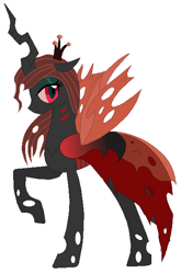Size: 411x621 | Tagged: safe, artist:owe-b-1, oc, oc only, species:changeling, changeling oc, changeling queen, changeling queen oc, female, red changeling, simple background, solo, white background